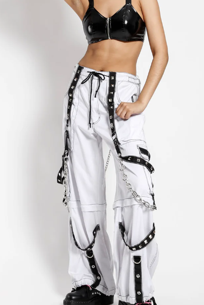 Tripp Darkstreet NYC - "Pyramid Stud" Bondage Pants (white/Black)