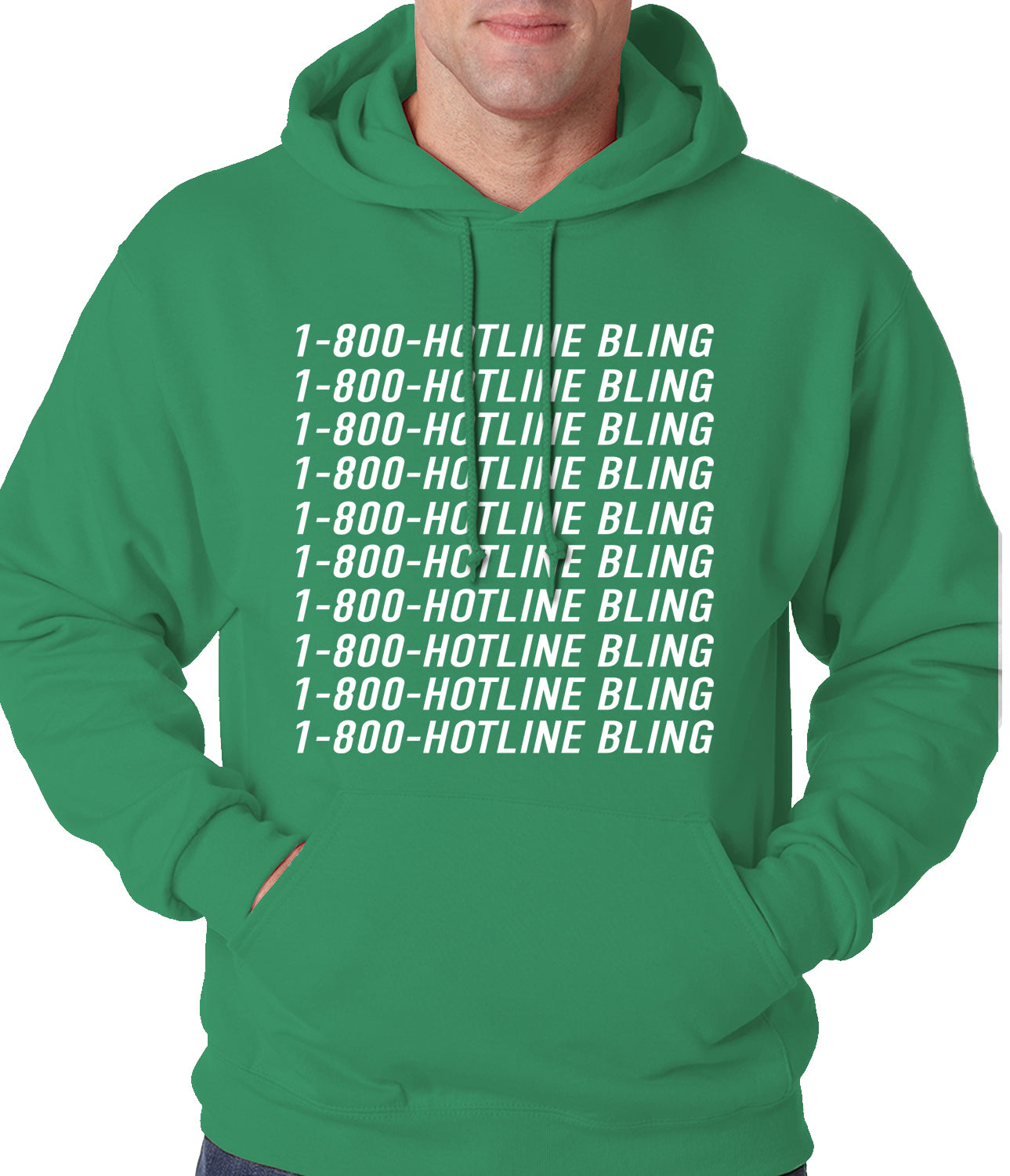 1-800-HotlineBling Adult Hoodie Kelly Green