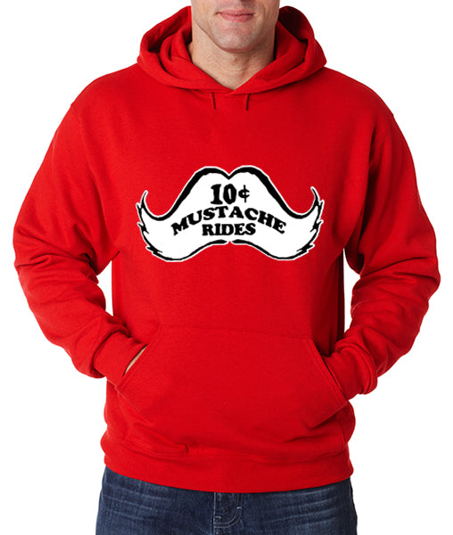 10 Cent Mustache Rides Adult Hoodie Red