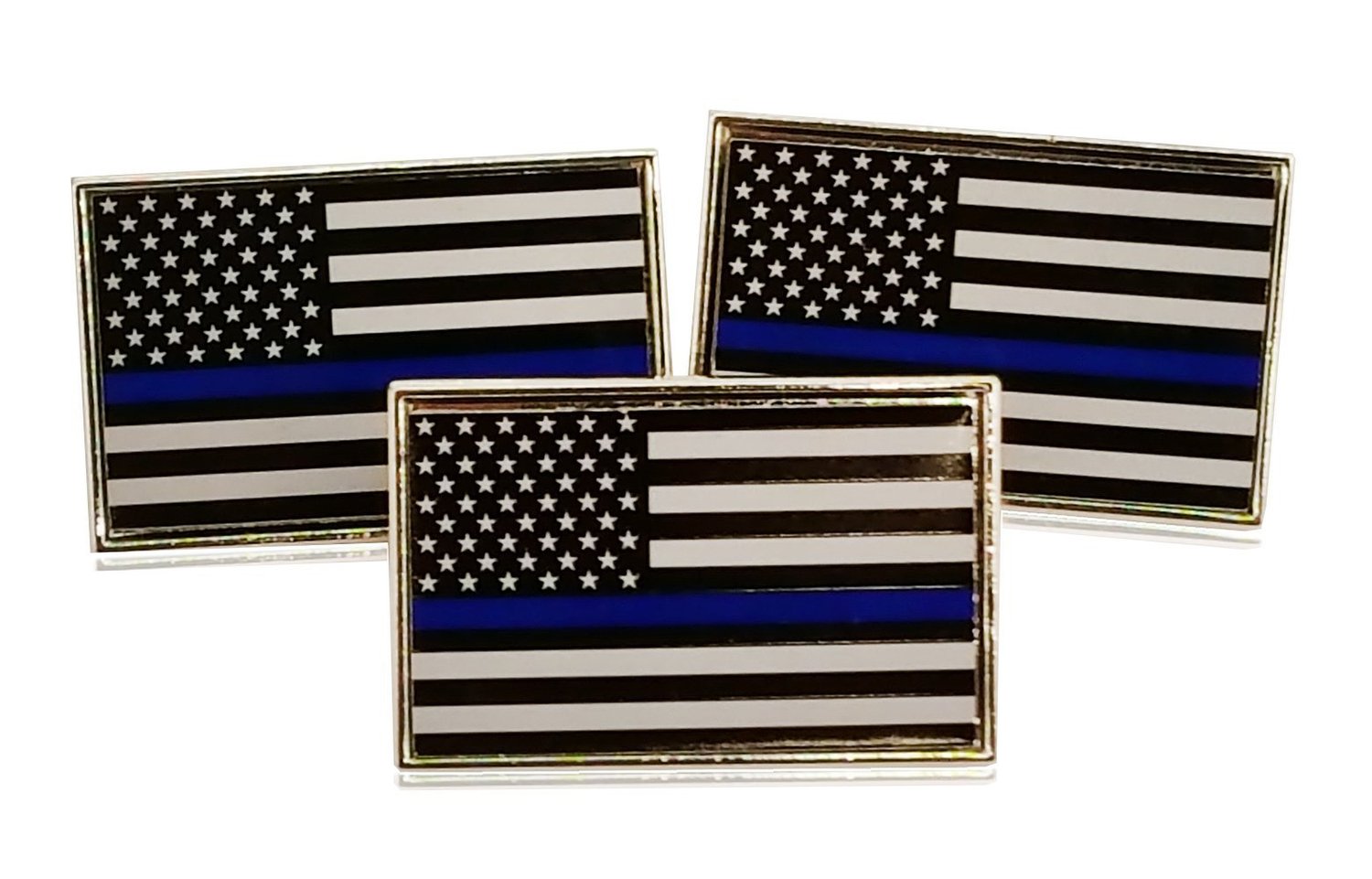 3 Pack of Thin Blue Line American Flag Police Support Lapel Pins
