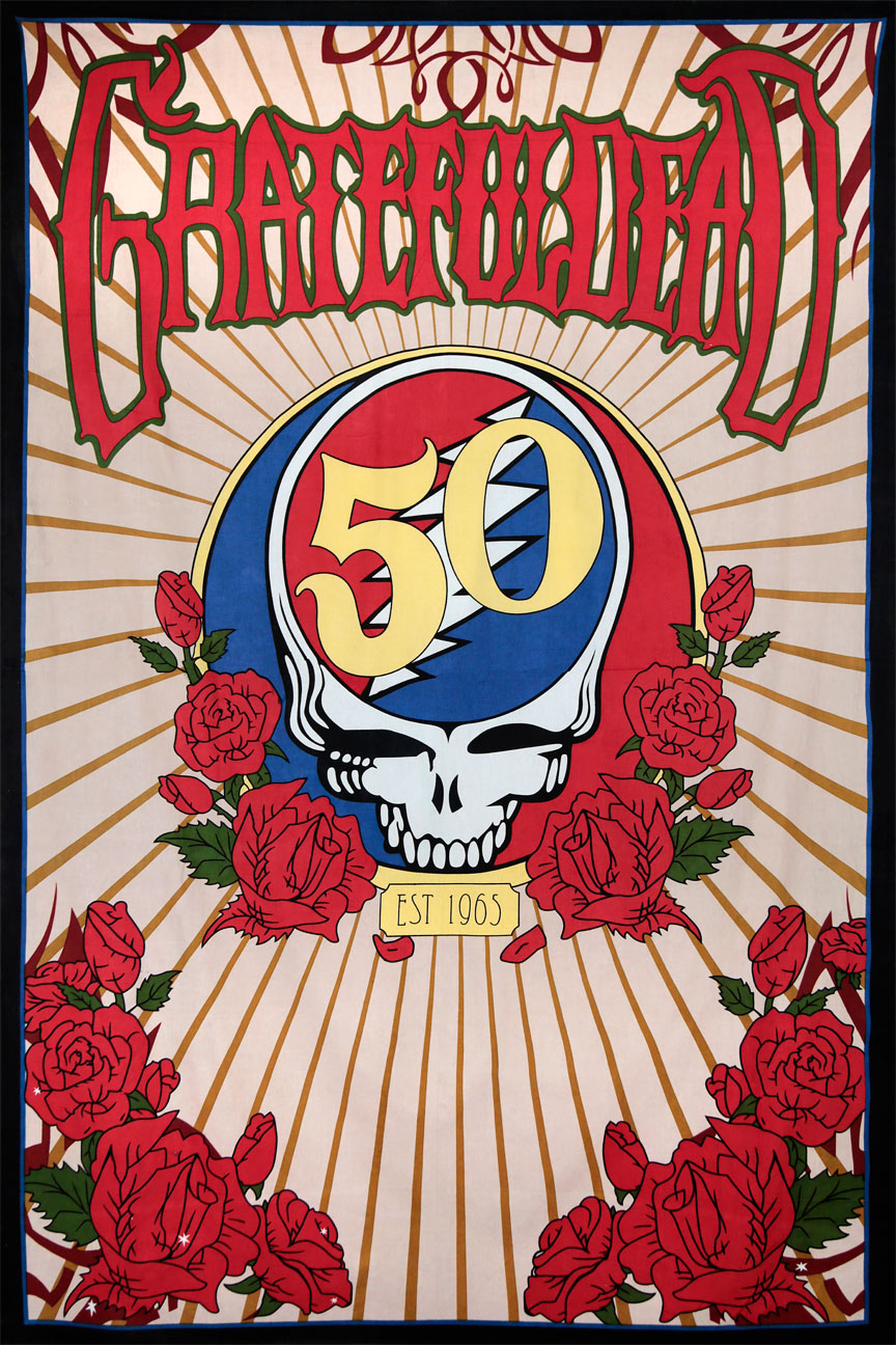 3D Grateful Dead 50th Anniversary Steal Your Face Tapestry 60 x 90"