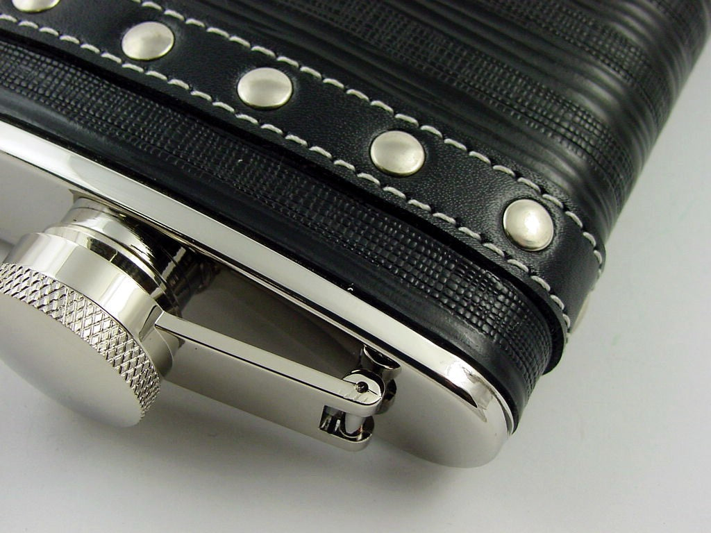 6 oz. Leather Stud Biker Flask