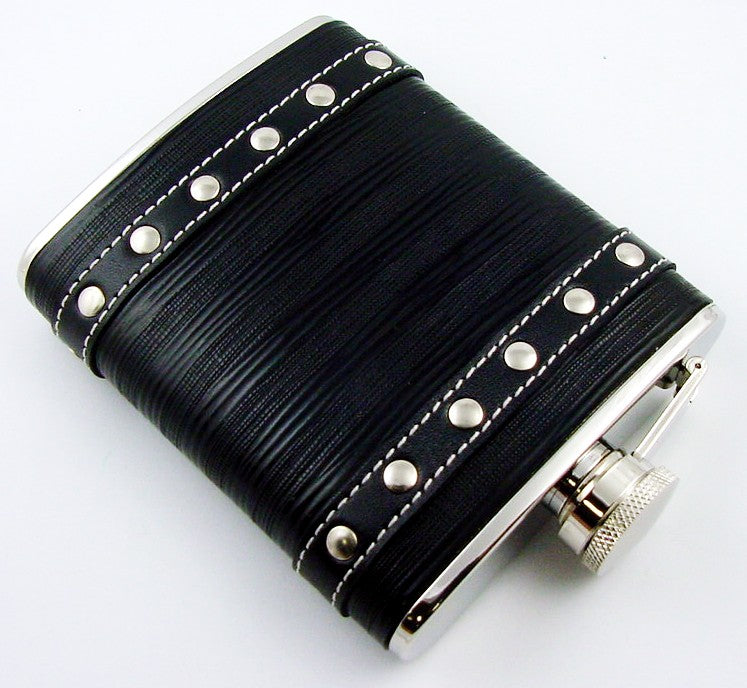 6 oz. Leather Stud Biker Flask