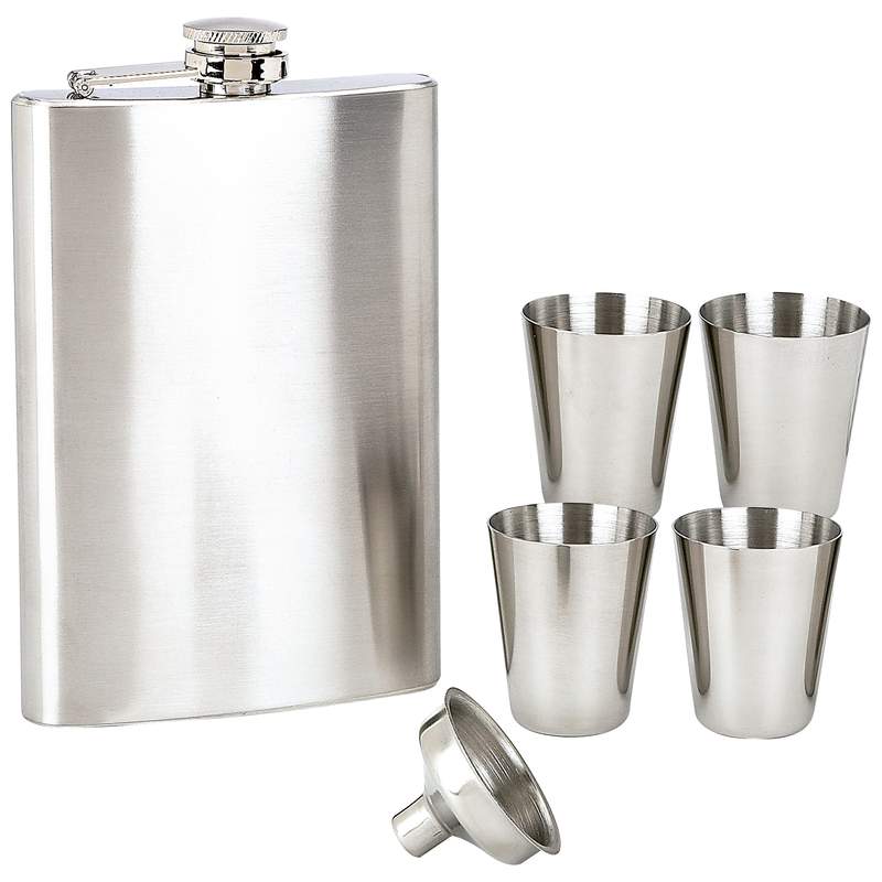 8 Ounce Flask with Cups and Funnel Set