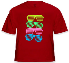 80's Style Sunglasses Black Light Responsive T-Shirt