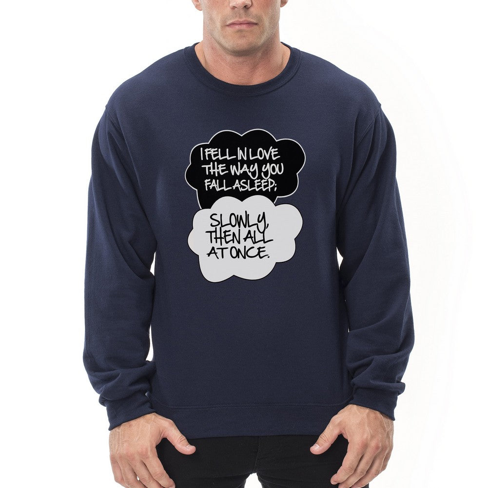 "I Fell In Love" John Green Quote from The Fault in Our Stars Crew Neck Sweatshirt Navy Blue