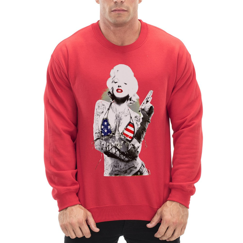 Marilyn Flag Bikini Adult Crewneck