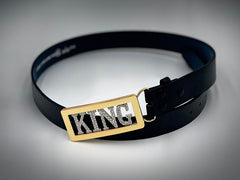 KING custom belt buckle gold frame rhinestone letters with free belt