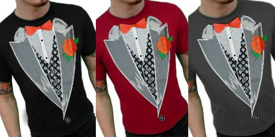 Tuxedo TShirts Deluxe Showman's Tuxedo T-Shirt with Vest & Bowtie