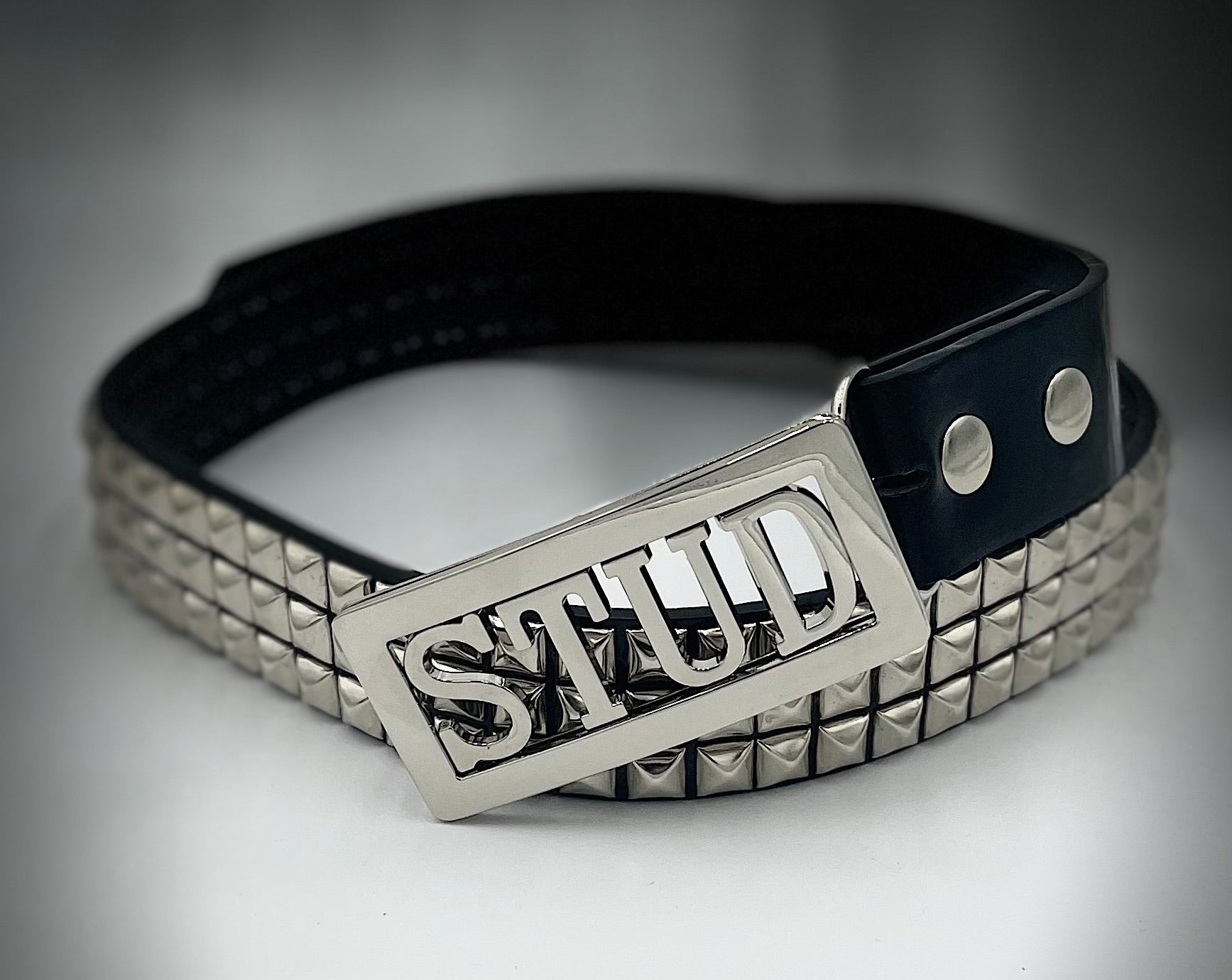 STUD custom belt buckle Silve frame silver letters with free belt