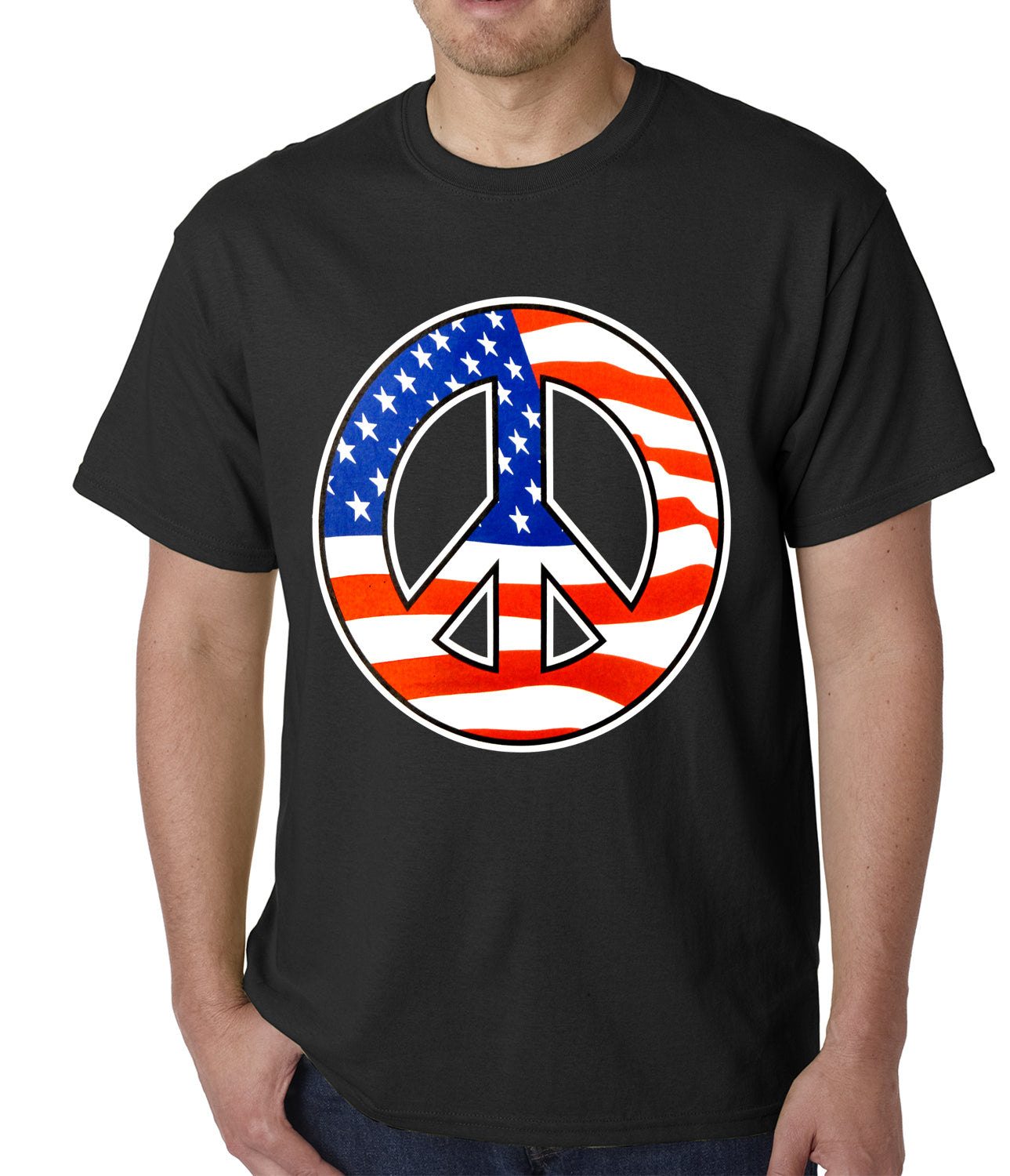 American Flag Peace Sign Mens T-shirt