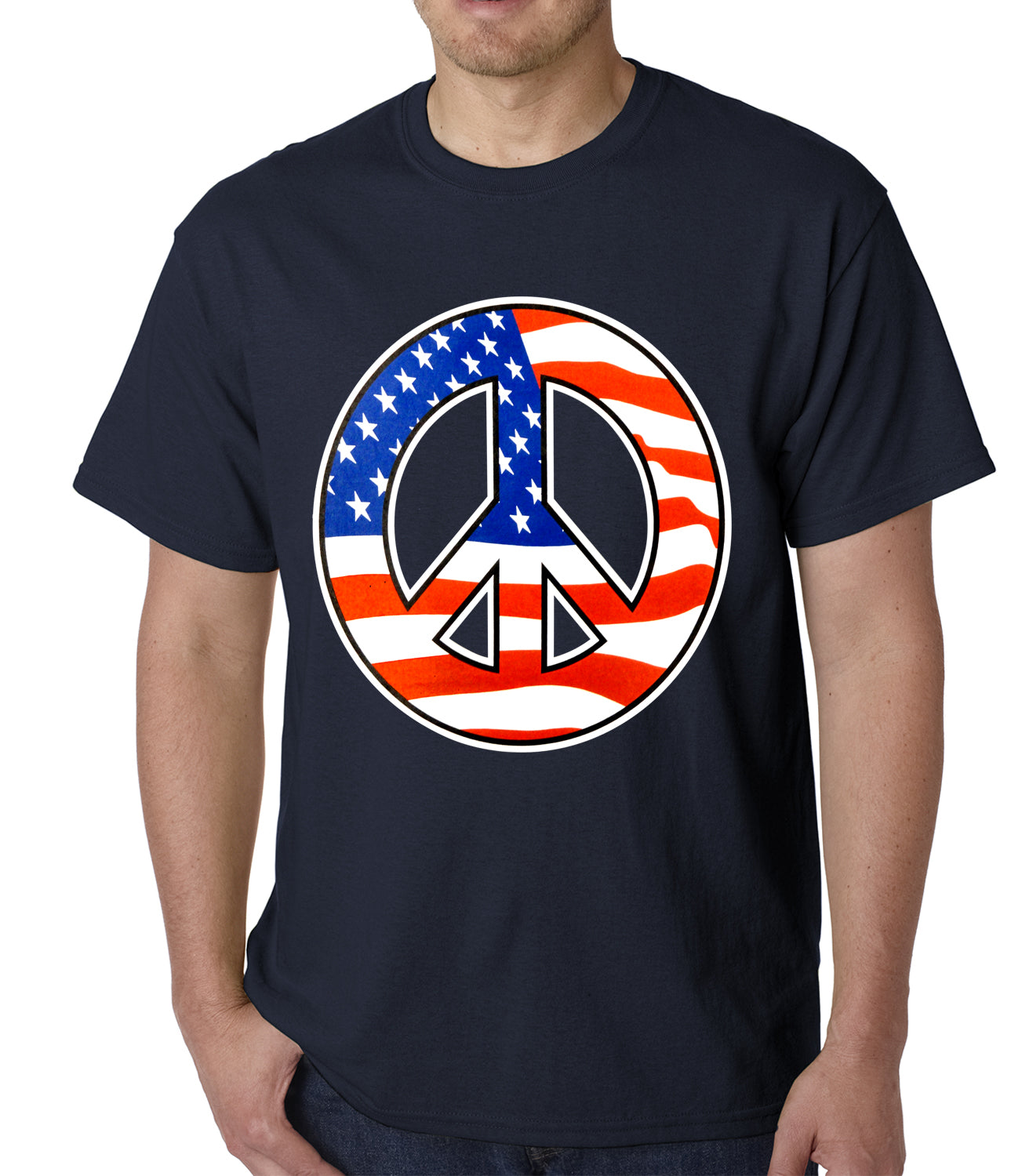 American Flag Peace Sign Mens T-shirt