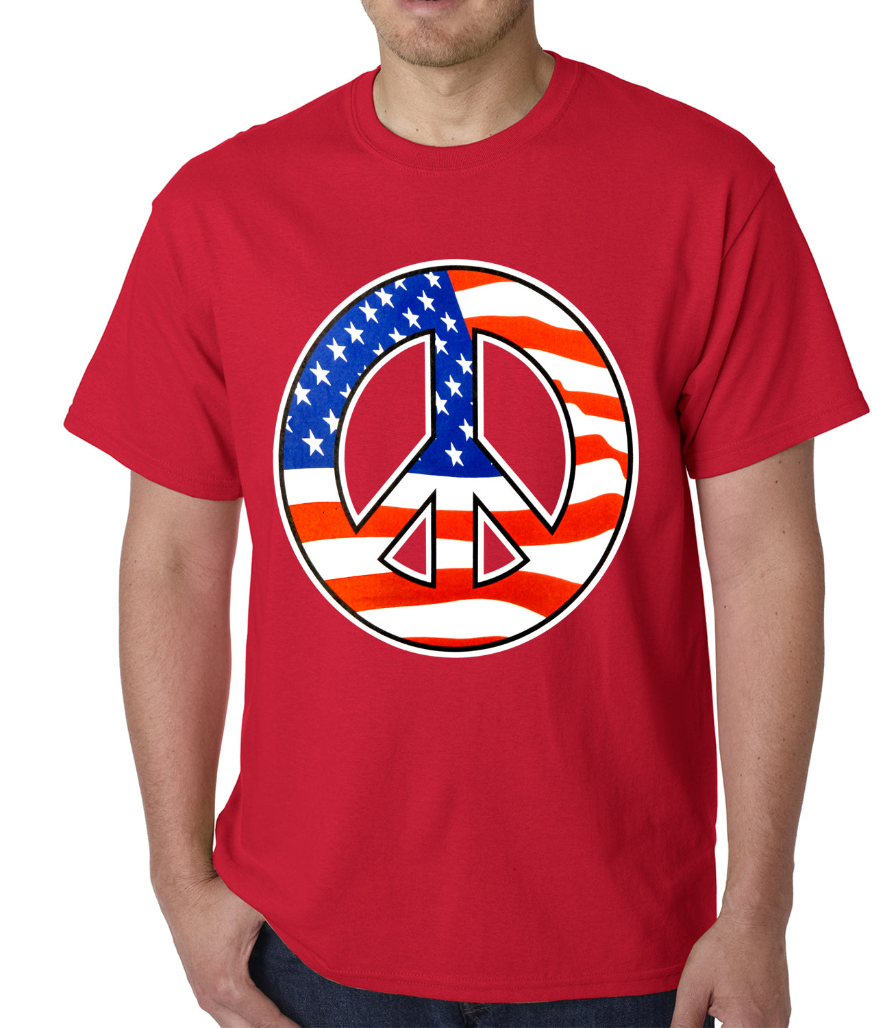 American Flag Peace Sign Mens T-shirt