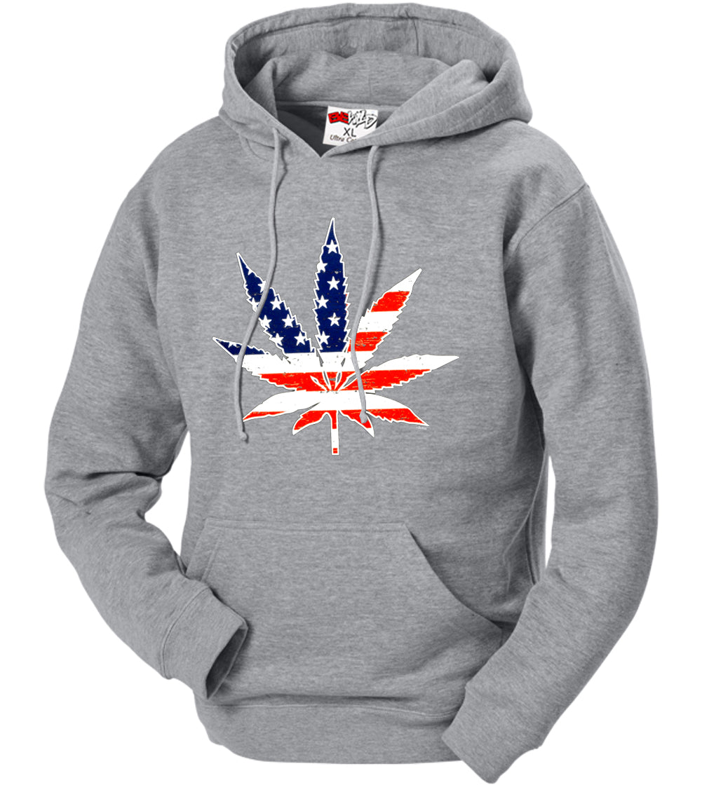 American Flag Pot Leaf Adult Hoodie