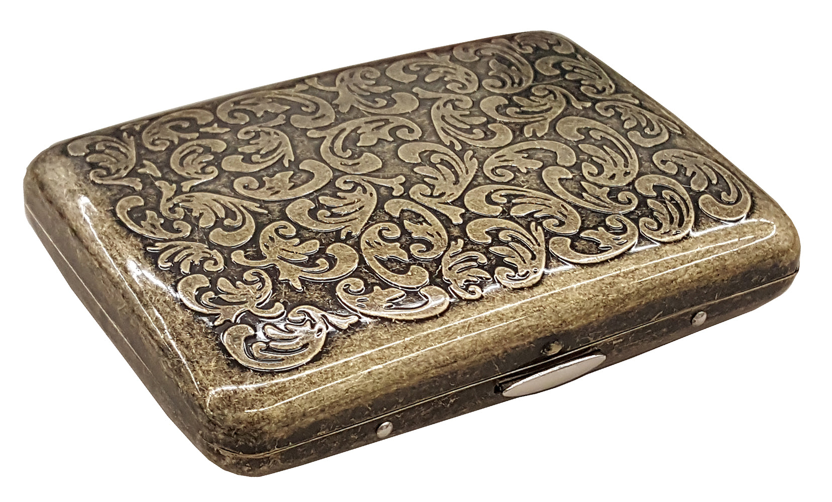 Antique Brass Paisley Cigarette Case (Regular Size Cigarettes)