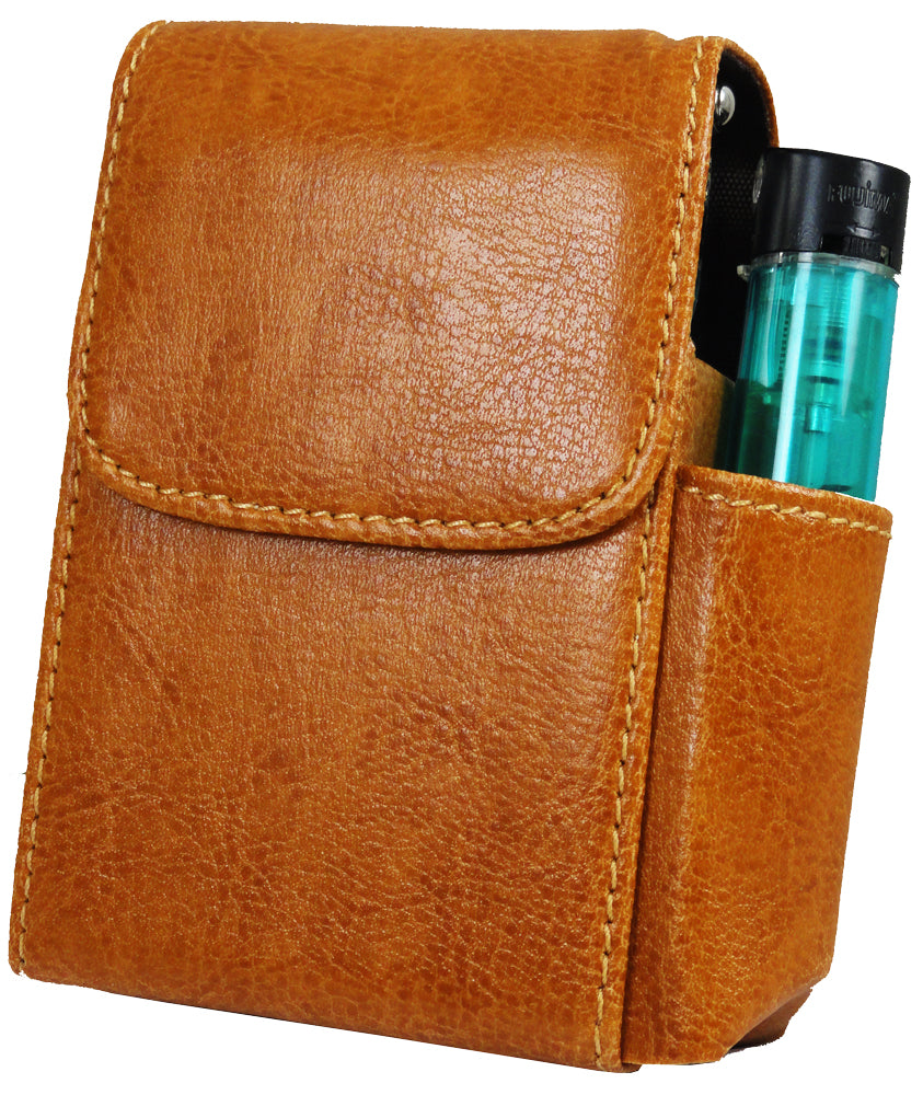 Automatic Rising Cigarette Case with Lighter Holder Yellow