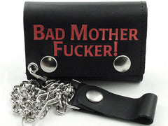 Bad Mother Fu*ker  Chain Wallet (Black Leather With Red Print)