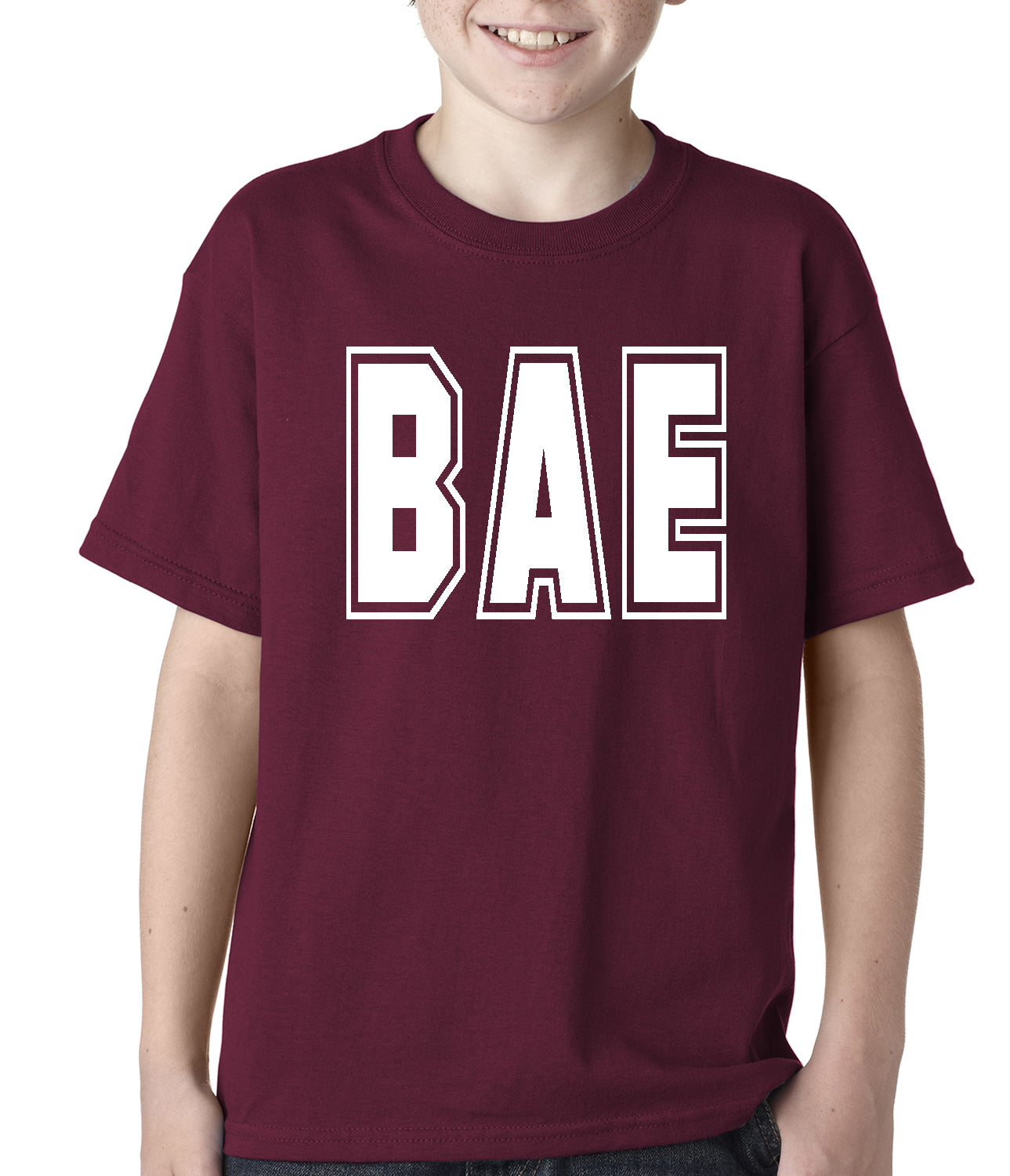 Maroon BAE Before All Else Kids T-shirt
