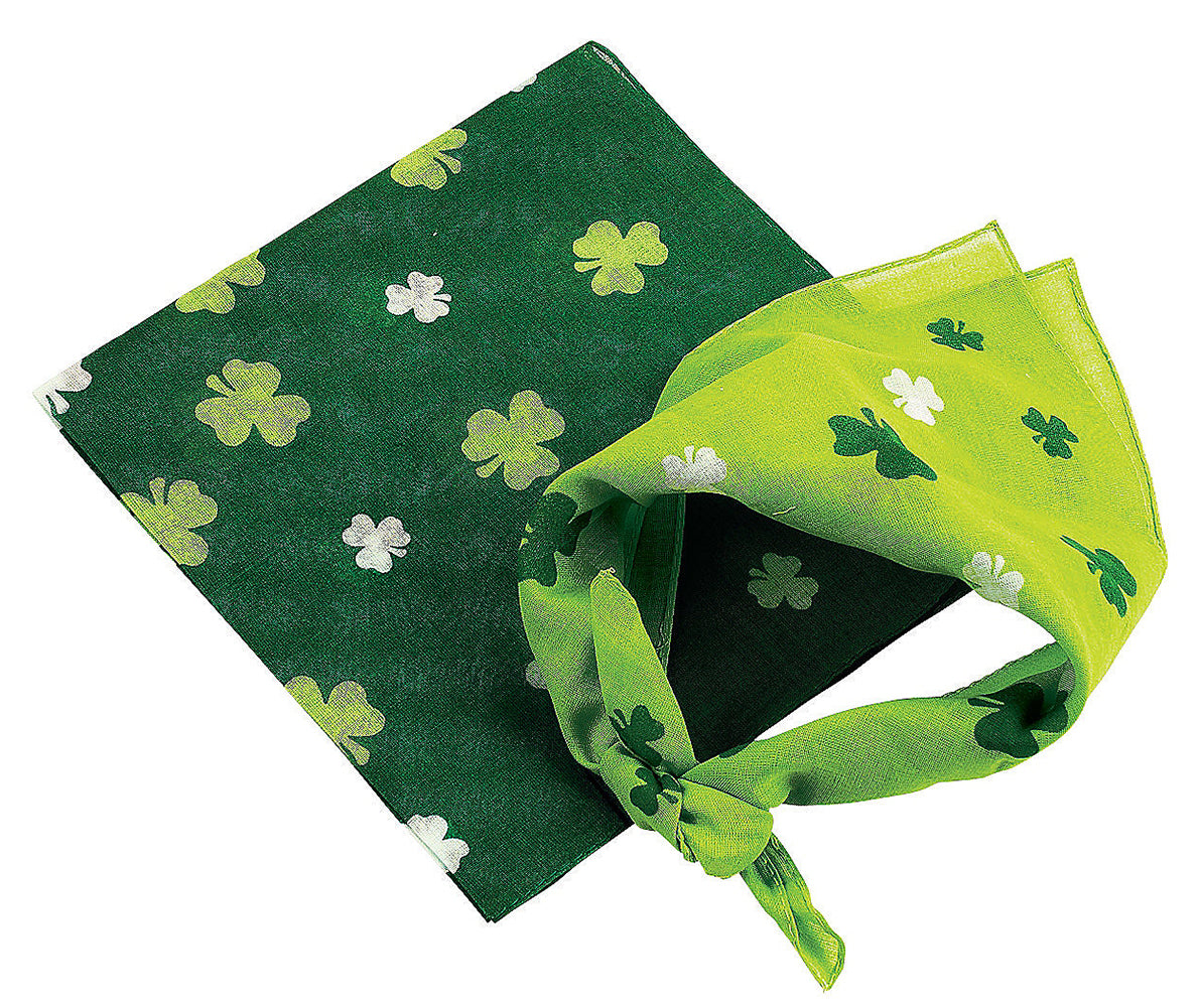 Bandanna - 22x22 Inch Dark Green Shamrock Bandanna (Green)