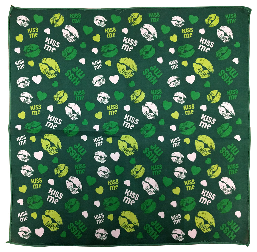 Bandanna - 22x22 Inch Kiss Me I'm Irish Bandanna (Kelly Green)