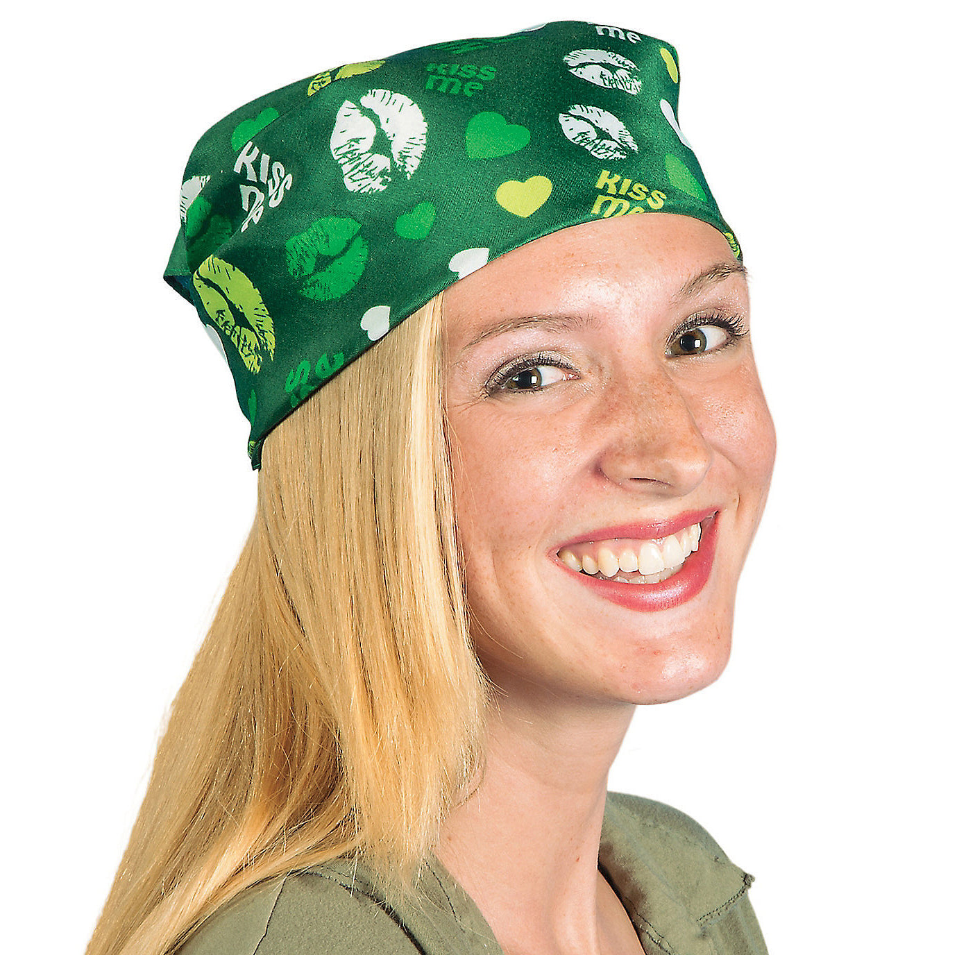 Bandanna - 22x22 Inch Kiss Me I'm Irish Bandanna (Kelly Green) Girl