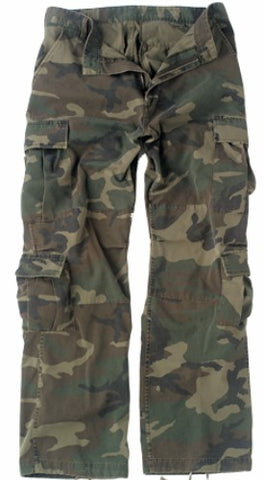 BDU Paratrooper Army Cargo Fatigues (Green Woodland Camo)