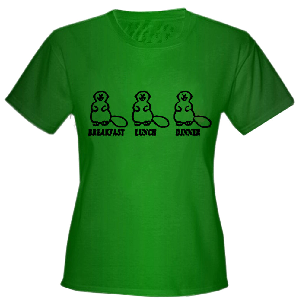 Beaver Breakfast Lunch Dinner Girls T-Shirt