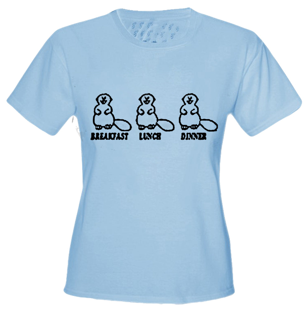 Beaver Breakfast Lunch Dinner Girls T-Shirt