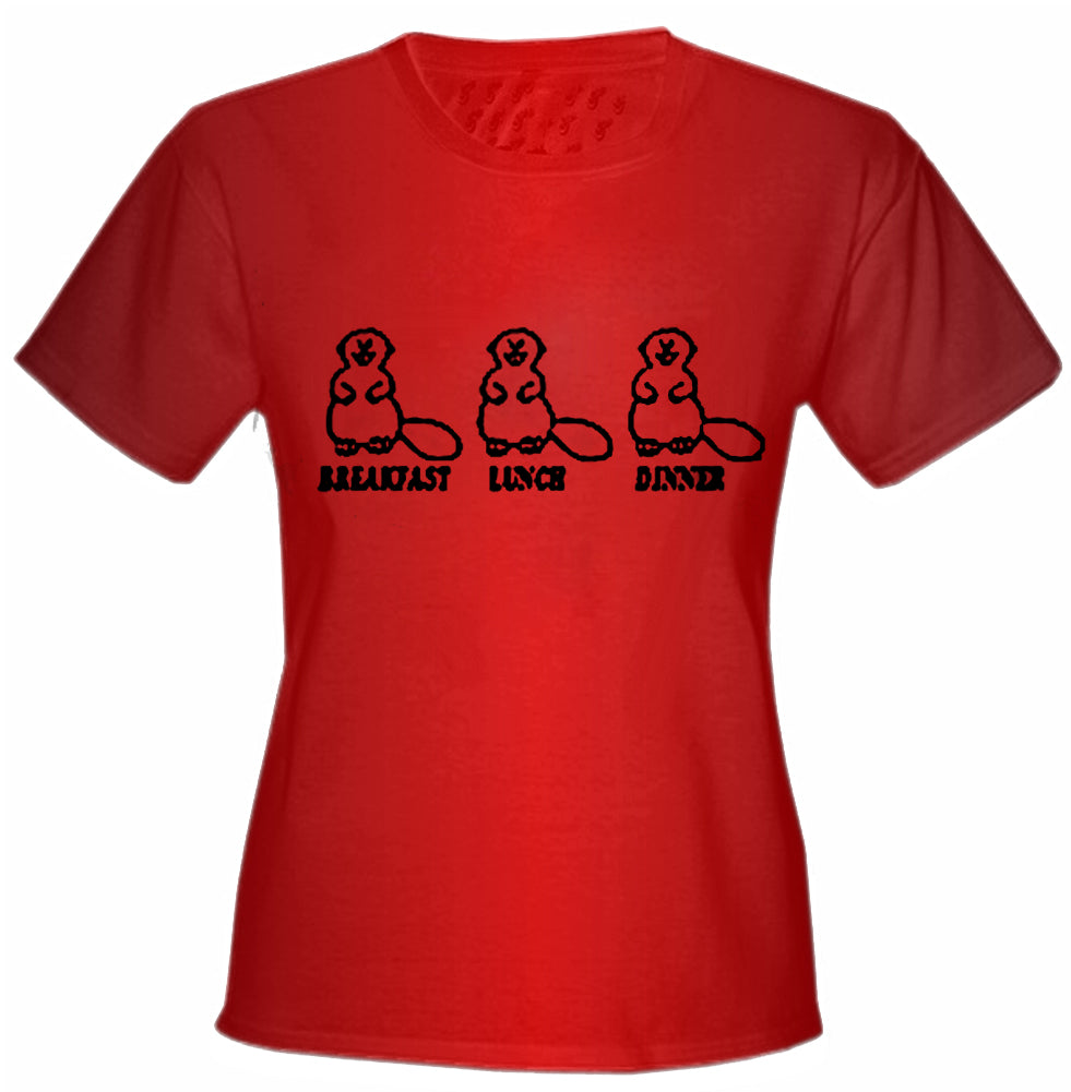 Beaver Breakfast Lunch Dinner Girls T-Shirt