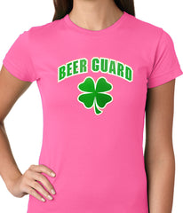 Beer Guard Irish Shamrock St. Patrick's Day Girls T-shirt Pink