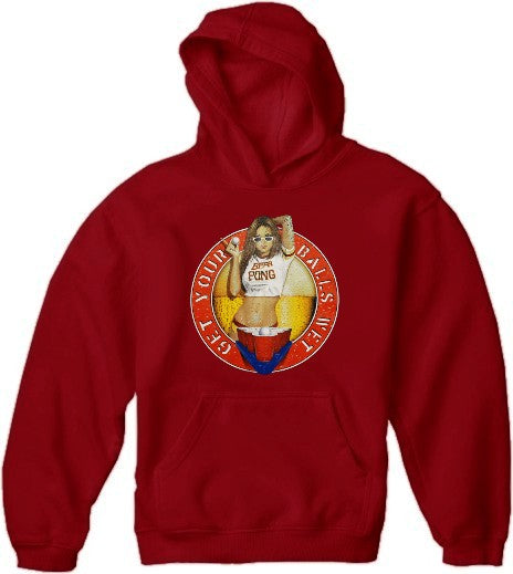 Beer Pong "Get Your Balls Wet Babe" Mens Hoodie