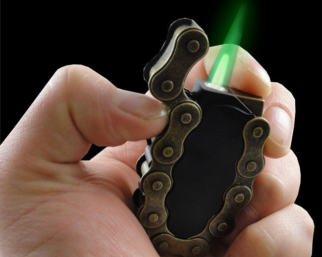 Bike Chain Grenade Green Flame Torch Lighter