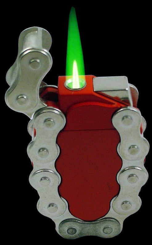 Bike Chain Grenade Green Flame Torch Lighter