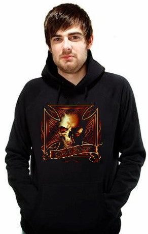 Biker Hoodies - "Bad Ass Iron Cross" Biker Hoodie
