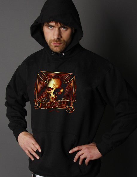 Biker Hoodies - "Bad Ass Iron Cross" Biker Hoodie
