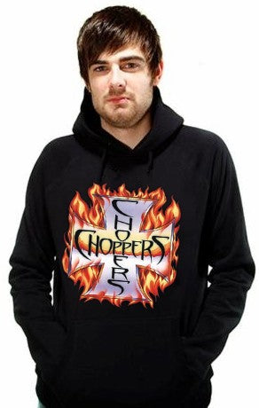 Biker Hoodies - "Chopper in Flames" Biker Hoodie