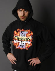 Biker Hoodies - "Chopper in Flames" Biker Hoodie