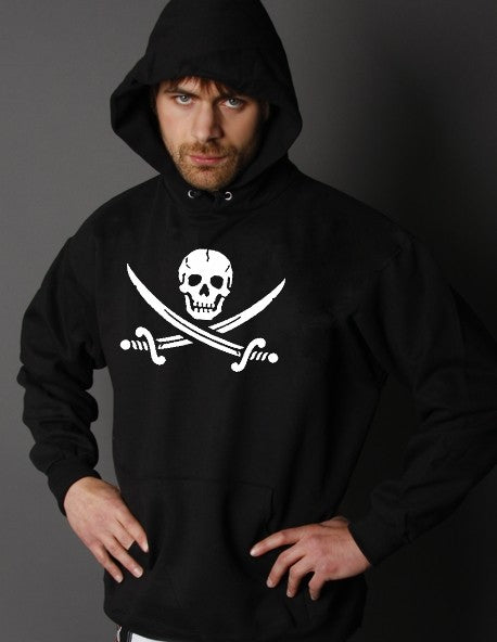 Biker Hoodies - Pirate Skull and Swords Biker Hoodie