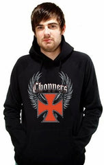 Biker Hoodies - "Winged Chopper Cross" Biker Hoodie Man