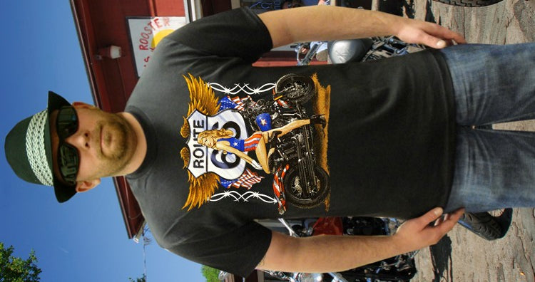 Biker Shirts - "Route 66 Pin Up" Biker Shirt
