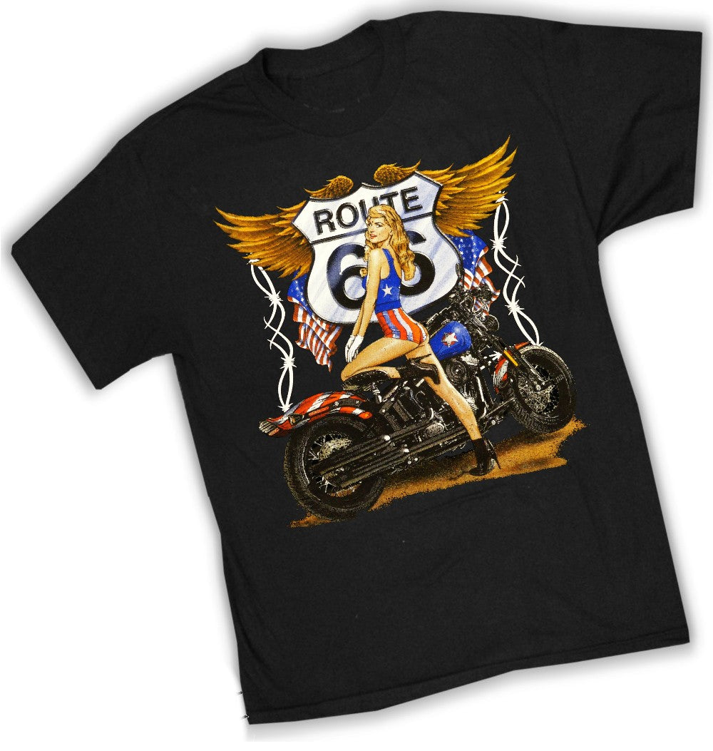 Biker Shirts - "Route 66 Pin Up" Biker Shirt