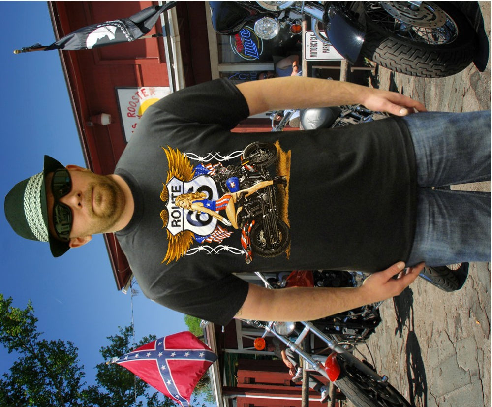 Biker Shirts - "Route 66 Pin Up" Biker Shirt