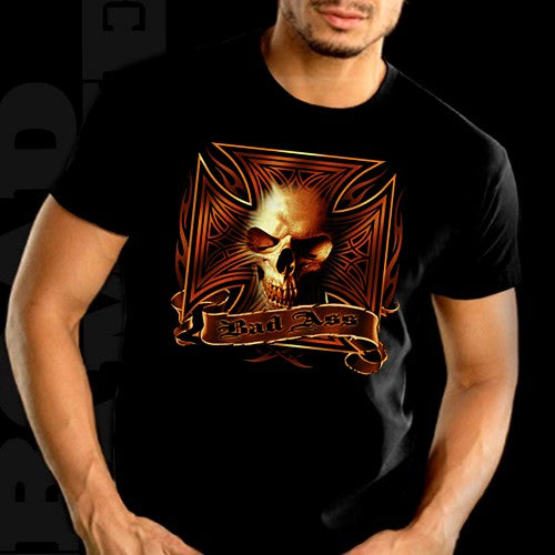 Biker T-Shirts - "Bad Ass Iron Cross" Man