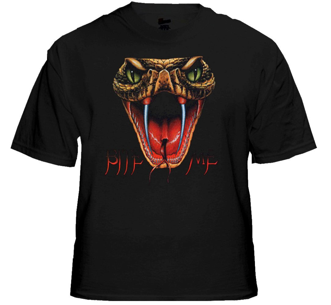 Biker T-Shirts - "Bite Me Fangs" Biker Shirt Black