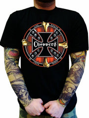 Biker T-Shirts - "Chopper Life Shield" Biker Shirt Front