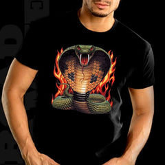 Biker T-Shirts - "Cobra in Flames" Biker Shirt Man