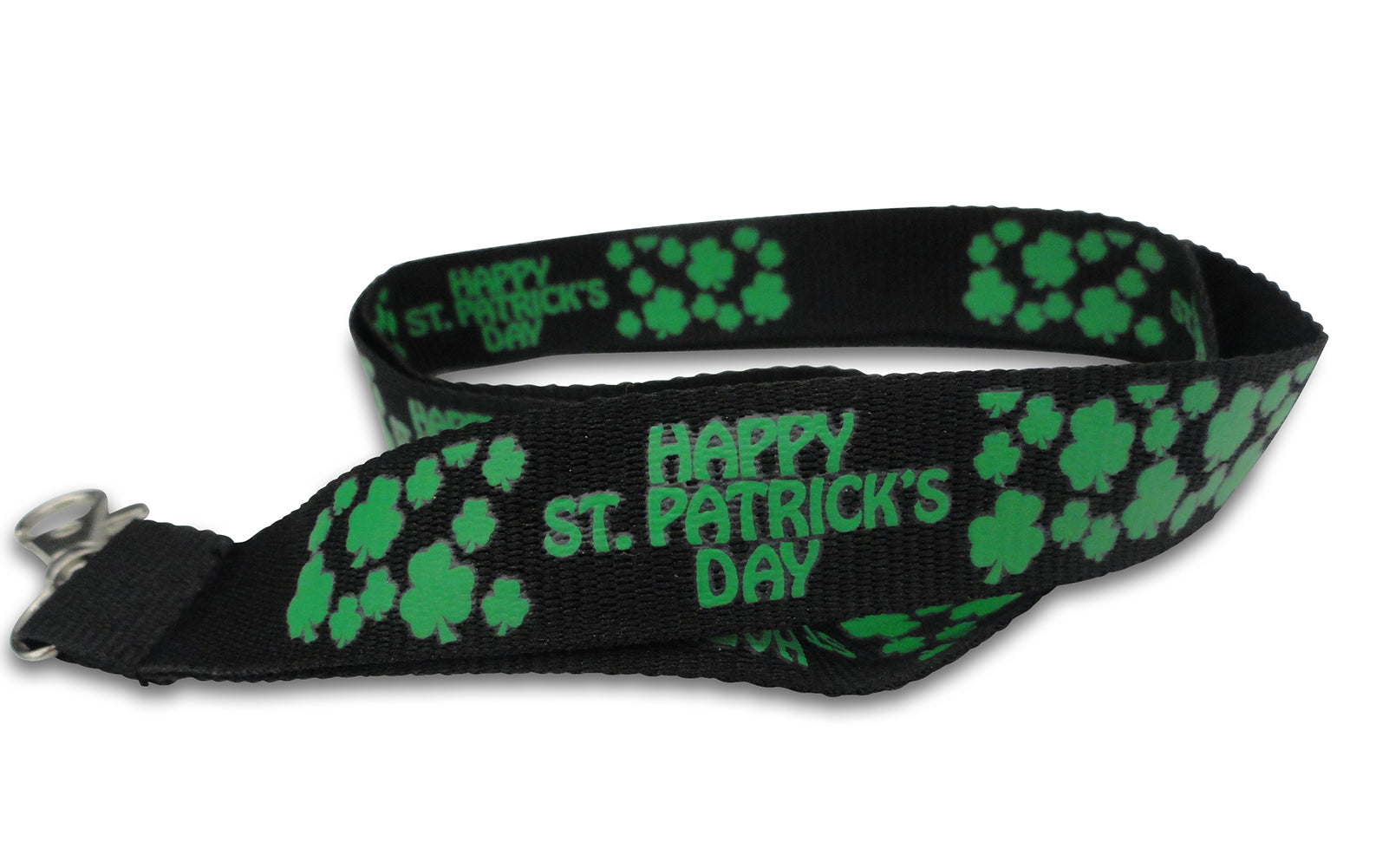 Black Happy St. Patrick's Day Lanyard Green