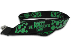 Black Happy St. Patrick's Day Lanyard Green