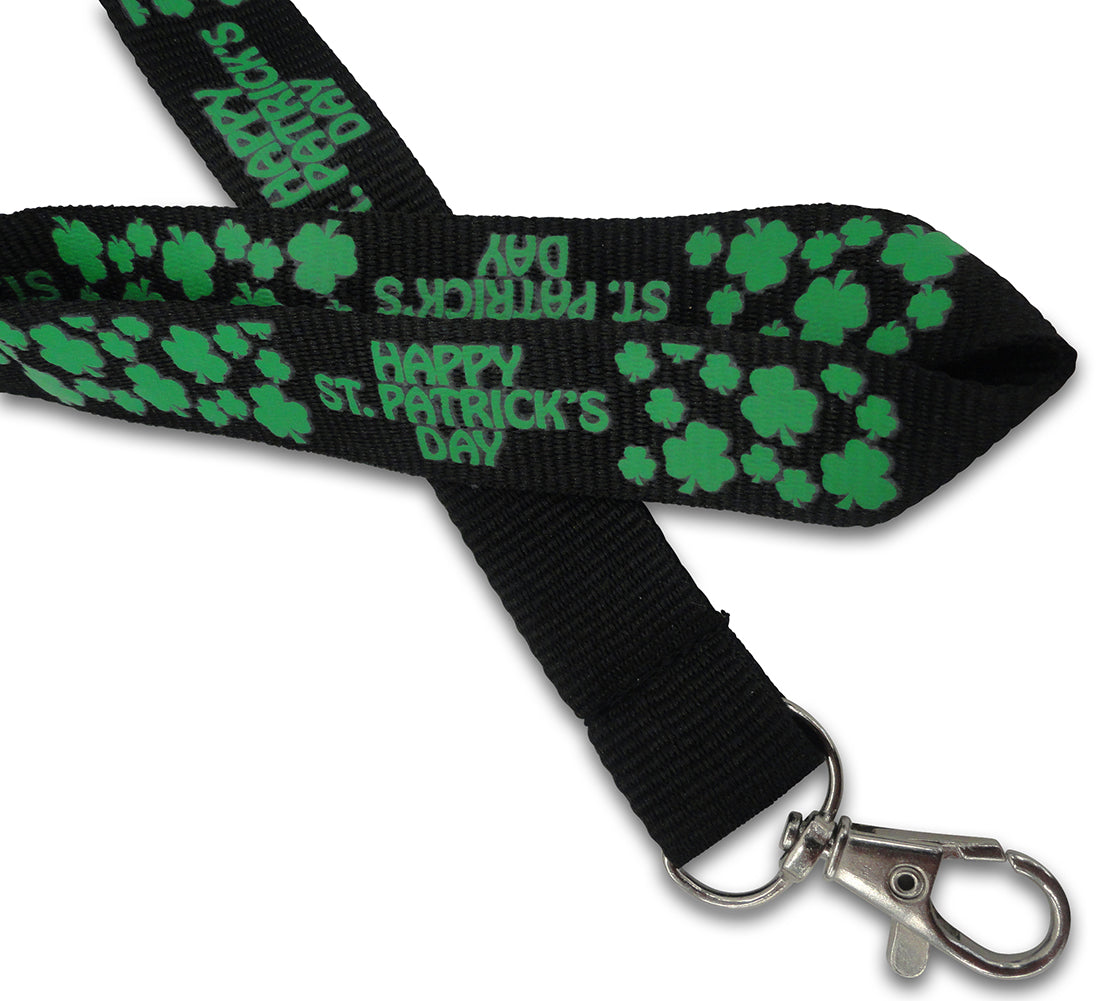 Black Happy St. Patrick's Day Lanyard