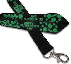 Black Happy St. Patrick's Day Lanyard